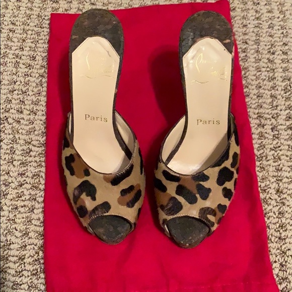 Christian Louboutin Leopard Print Hair Mules 37.5 - Picture 5 of 12